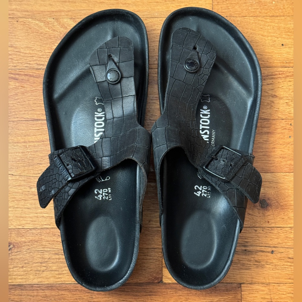 Birkenstock Ramses Croco Exquisite Leather Thong Sandals Womens Size 42 L11 M9.